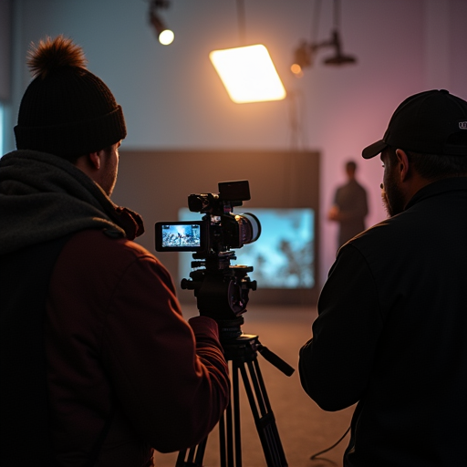 Réalisateur utilisant EasyFrais sur un plateau de tournage